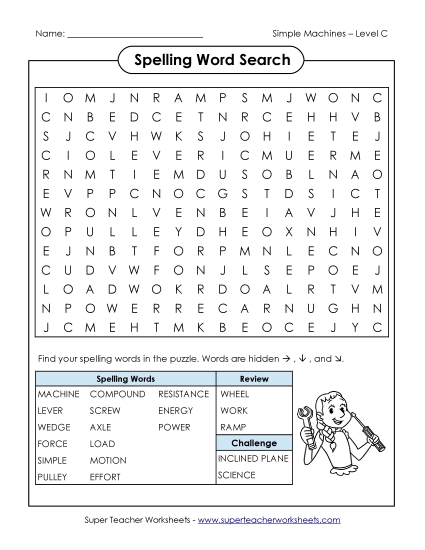 Worksheets and Activities - Word Search (C-Simple Machines Words) Worksheets and Activities - Word Search (C-Simple Machines Words)