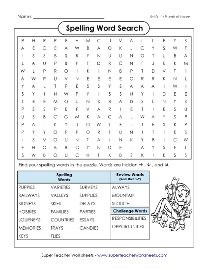 Worksheets - Word Search (D-11) Worksheets - Word Search (D-11)