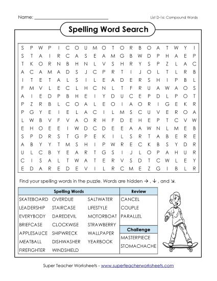 Worksheets - Word Search (D-16) Worksheets - Word Search (D-16)