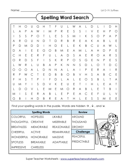 Worksheets - Word Search (D-19) Worksheets - Word Search (D-19)
