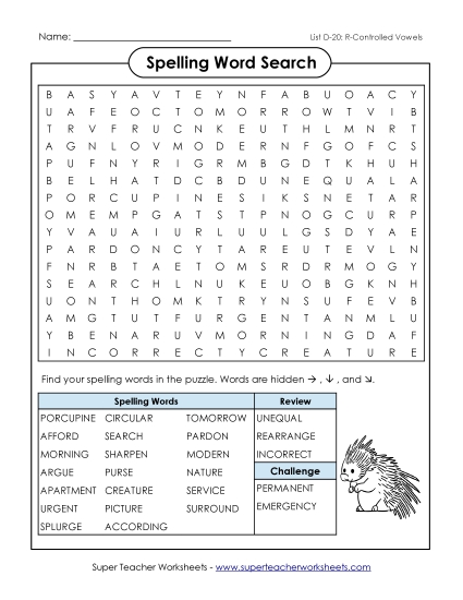 Worksheets - Word Search (D-20) Worksheets - Word Search (D-20)