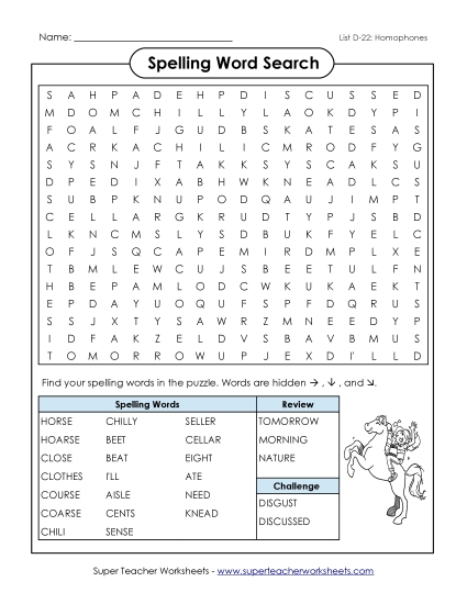 Worksheets - Word Search (D-22) Worksheets - Word Search (D-22)