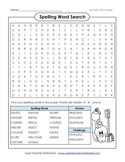 Worksheets - Word Search (D-25) Worksheets - Word Search (D-25)