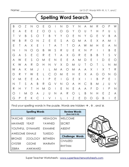 Worksheets - Word Search (D-27) Worksheets - Word Search (D-27)