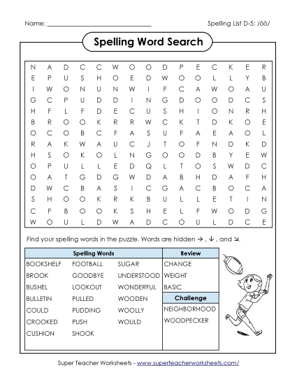 Worksheets - Word Search (D-5)
