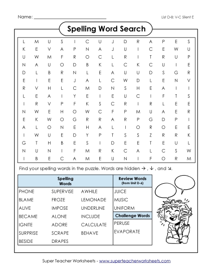 Worksheets - Word Search (D-8) Worksheets - Word Search (D-8)