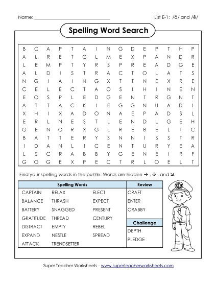 Worksheets and Puzzles - Word Search  (E-1)