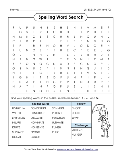 Worksheets and Puzzles - Word Search (E-2) Worksheets and Puzzles - Word Search (E-2)