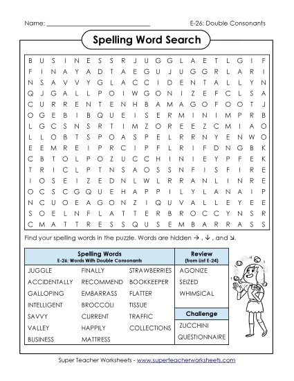 Printable Worksheets - Word Search (E-26)