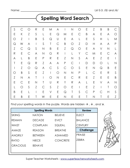 Worksheets and Puzzles - Word Search (E-3)
