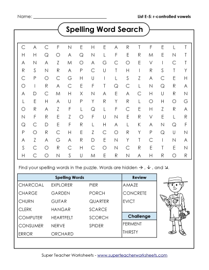 Printable Worksheets - Word Search (E-5)