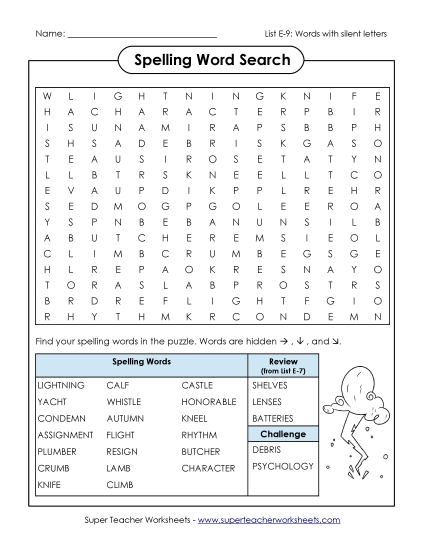 Printable Worksheets - Word Search (E-9)