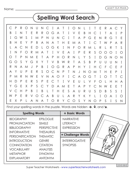 Worksheets and Puzzles - Word Search (ELA) Worksheets and Puzzles - Word Search (ELA)