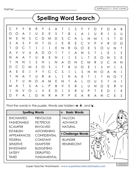 Worksheets and Puzzles - Word Search (F-1) 