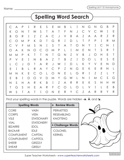 Worksheets and Puzzles - Word Search (F-13)