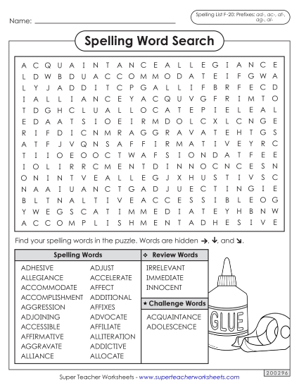 Worksheets and Puzzles - Word Search (F-20)