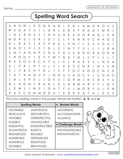 Worksheets and Puzzles - Word Search (F-22) 
