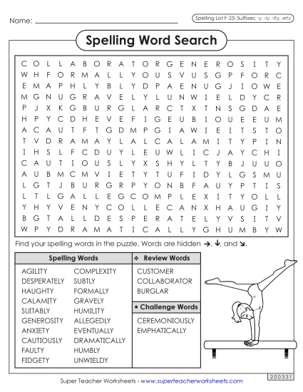 Worksheets and Puzzles - Word Search (F-25)
