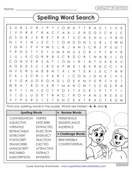Worksheets and Puzzles - Word Search (F-28)