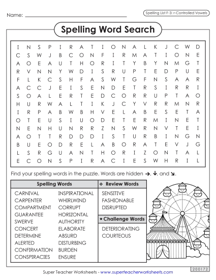 Worksheets and Puzzles - Word Search (F-3) 