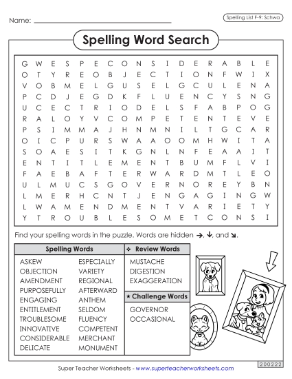Worksheets and Puzzles - Word Search (F-9)