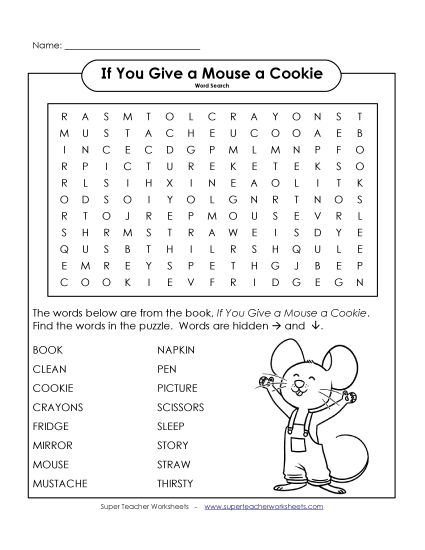 Worksheets - Word Search: Mouse Cookie