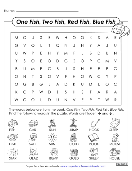 Worksheets - Word Search: One Fish, Two Fish