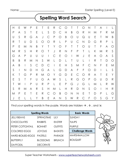 Worksheets and Puzzles - Word Search Puzzle