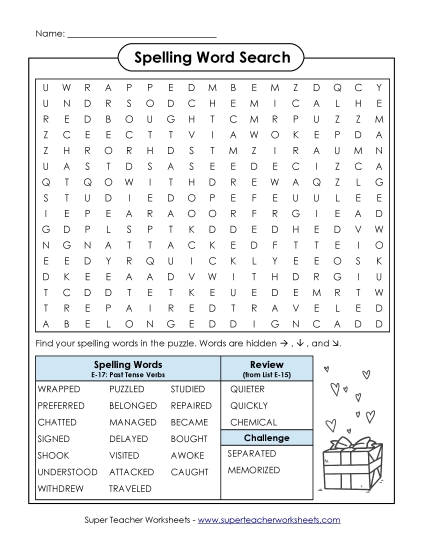 Printable Worksheets - Word Search Puzzle (E-17)
