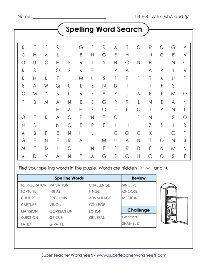 Printable Worksheets - Word Search Puzzle (E-8)