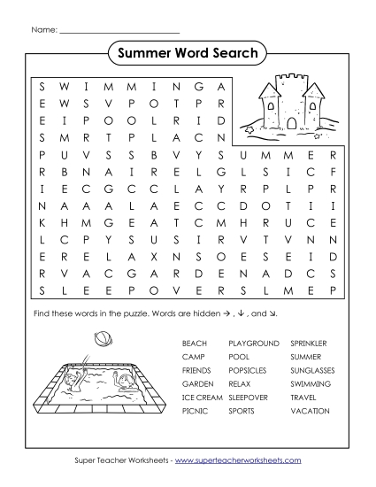 Puzzles & Activities - Word Search Puzzle - Summer (Intermediate) Puzzles & Activities - Word Search Puzzle - Summer (Intermediate)