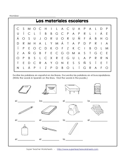 School Supplies  - Word Search: School Supplies