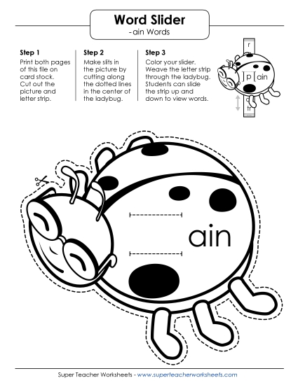 Word Slider, Flashcards, and Word Wheel - Word Slider (-ain Words) Word Slider, Flashcards, and Word Wheel - Word Slider (-ain Words)