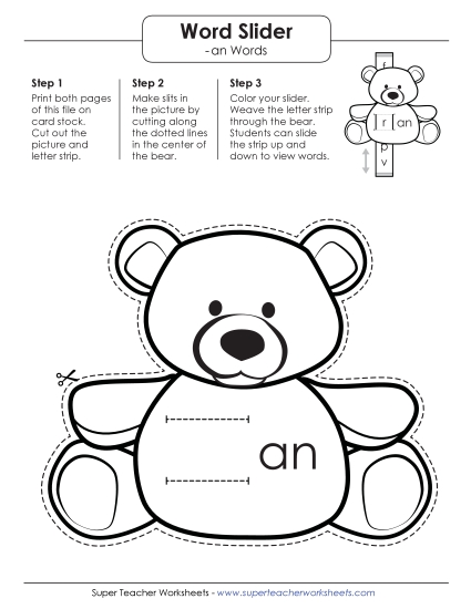 Word Slider, Flashcards, and Word Wheel - Word Slider (-an)