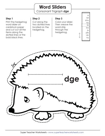 Flashcards, Sliders, and Word Wheels - Word Slider (-dge Words) Flashcards, Sliders, and Word Wheels - Word Slider (-dge Words)