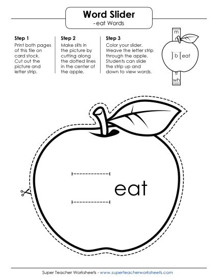 Word Slider, Flashcards, and Word Wheel - Word Slider (-eat Words)