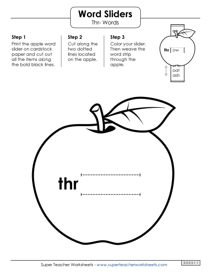 Flashcards, Sliders, and Word Wheels - Word Slider (Thr- Words) Flashcards, Sliders, and Word Wheels - Word Slider (Thr- Words)