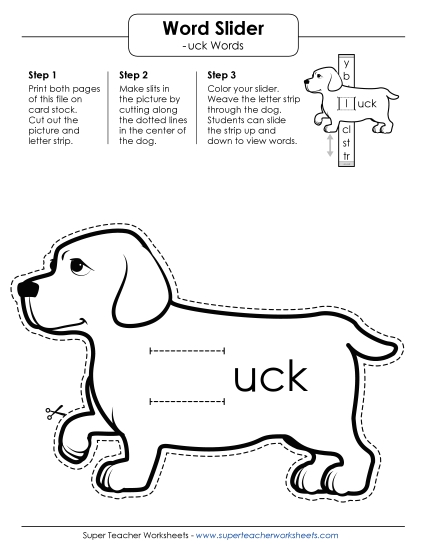 Word Slider, Flashcards, and Word Wheel - Word Slider (-uck Words) Word Slider, Flashcards, and Word Wheel - Word Slider (-uck Words)