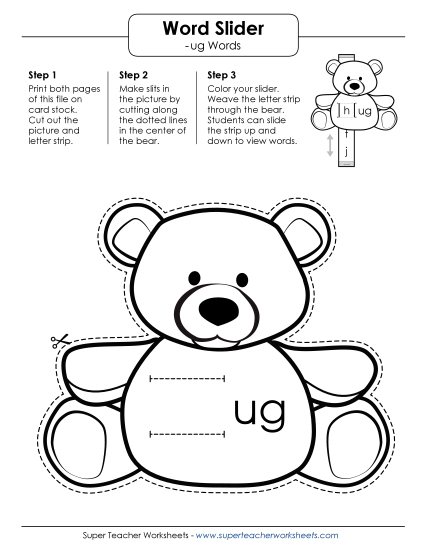 Word Slider, Flashcards, and Word Wheel - Word Slider (-ug Words)
