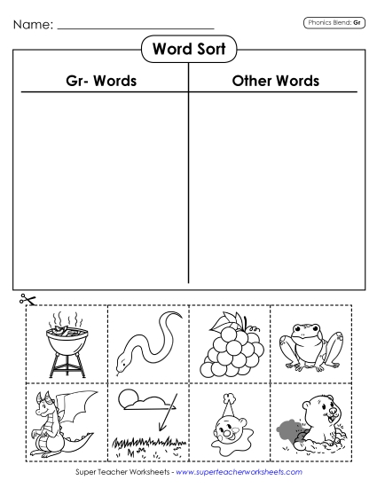 Cut and Glue Activities - Word Sort (Gr- Words) Cut and Glue Activities - Word Sort (Gr- Words)