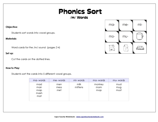 Card Games & Sorts - Word Sort - /m/