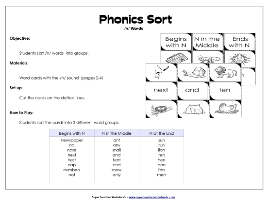 Card Games & Sorts - Word Sort - /n/ Card Games & Sorts - Word Sort - /n/