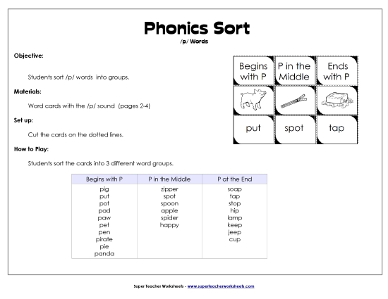 Card Games & Sorts - Word Sort - /p/