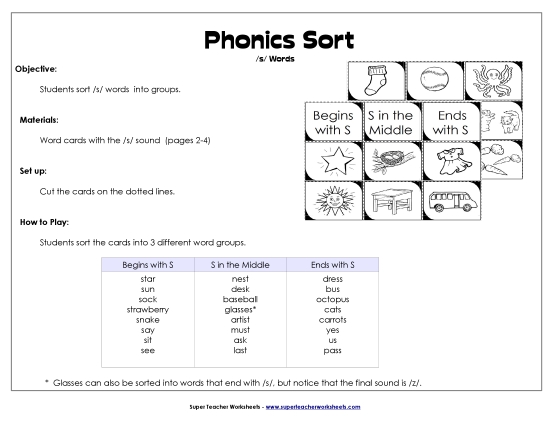 Card Games & Sorts - Word Sort - /s/ Card Games & Sorts - Word Sort - /s/