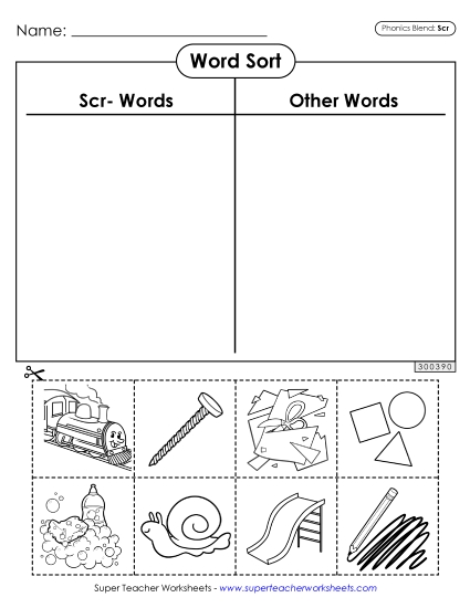 Worksheets - Word Sort (Scr- Words)