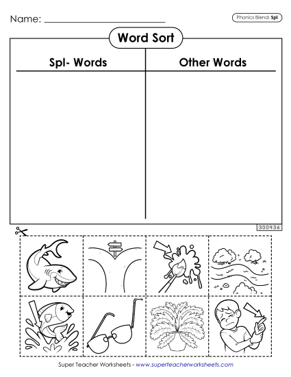 Cut-and-Glue Activities - Word Sort (Spl- Words)