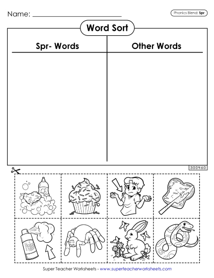 Cut and Glue Activities - Word Sort (Spr- Words) Cut and Glue Activities - Word Sort (Spr- Words)