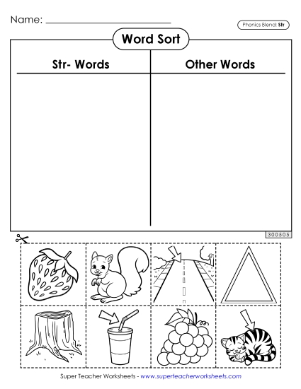 Cut-and-Glue Activities - Word Sort (Str- Words)