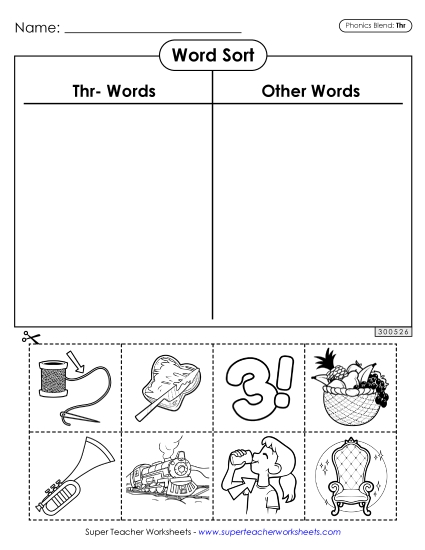 Worksheets - Word Sort (Thr- Words) Worksheets - Word Sort (Thr- Words)