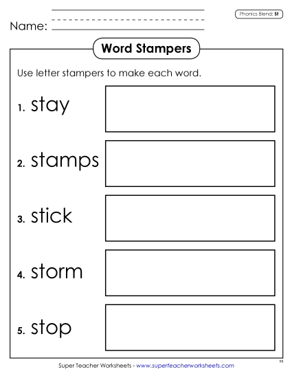 Games & Learning Centers - Word Stampers (St- Words)
